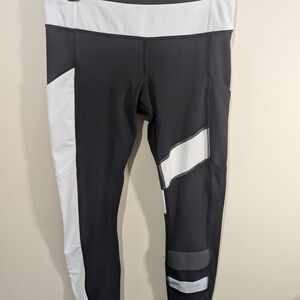 Lululemon Black Gray Colorblock Leggings High Rise Athletic Yoga Pants Women’s L